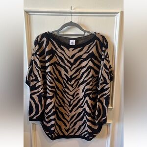 Cabi  Dani Sweater Pullover Oversized Animal Print 3884 Dolman Zebra Striped